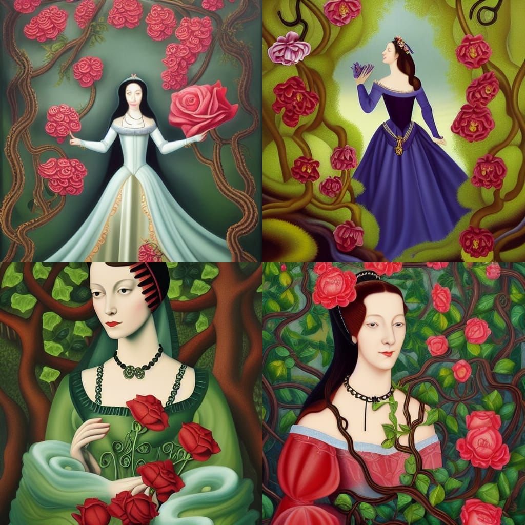Anne Boleyn in Forest, Art Nouveau Style