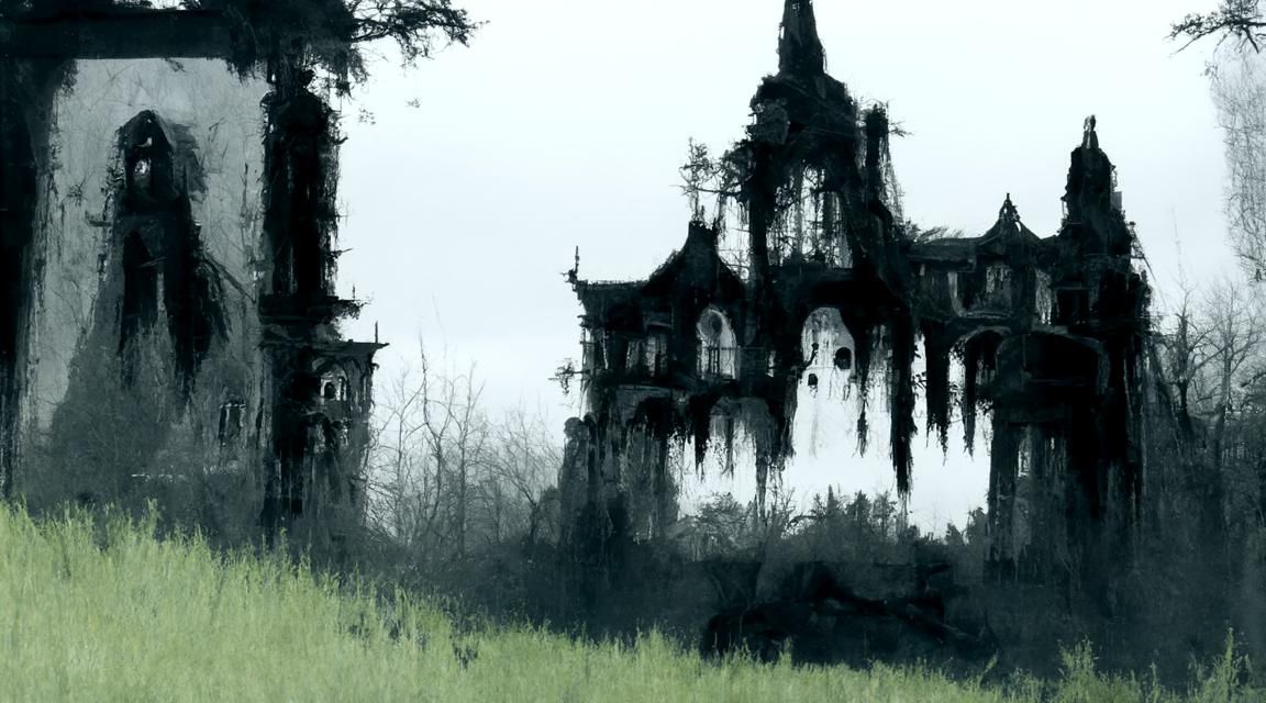 Sinister Gothic Castle with Ghosts by Greg Rutkowski