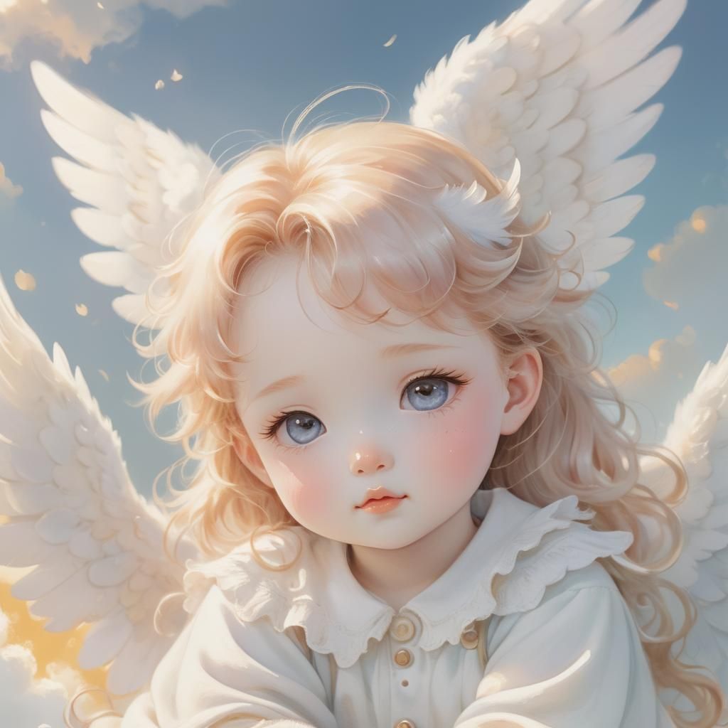 Baby Angel Portrait in Manga Style