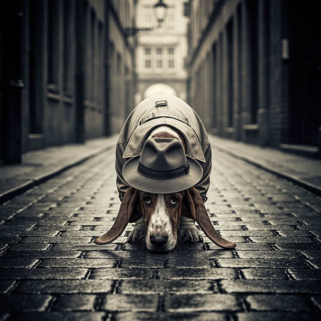Basset Hound Detective in Noir Alleyway