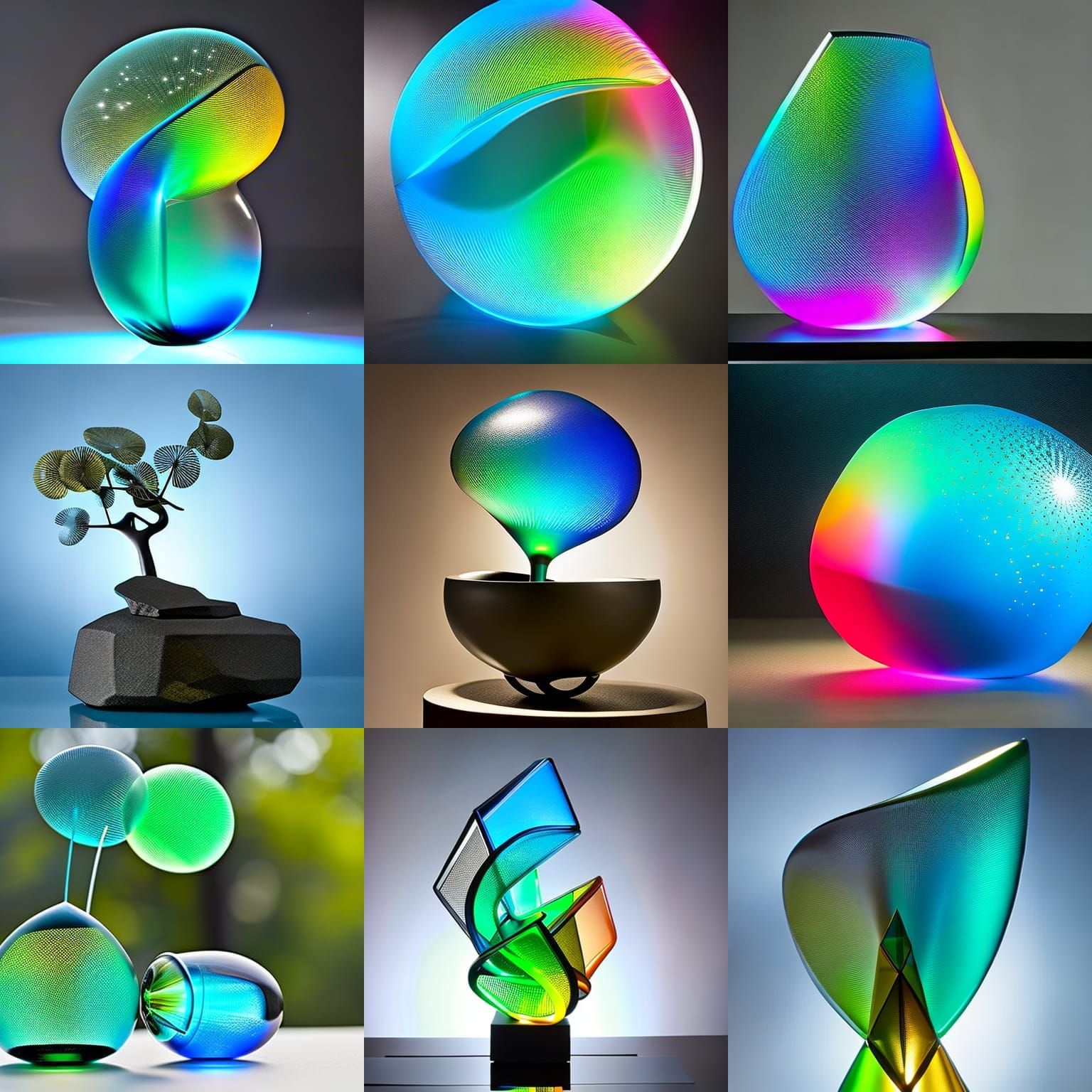 Asymmetrical Glass Sculpture with Radioactive Glow