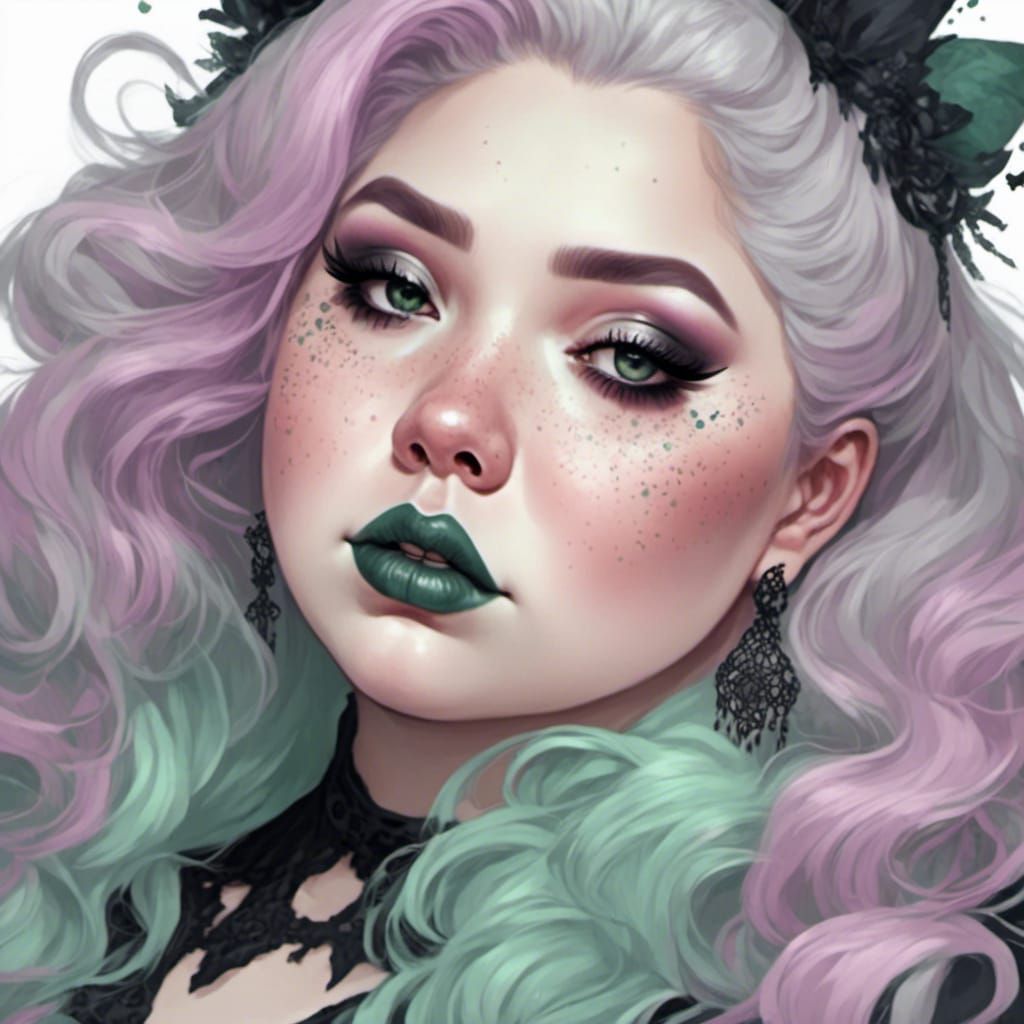 Gothic Pastel Portrait of a Young Woman