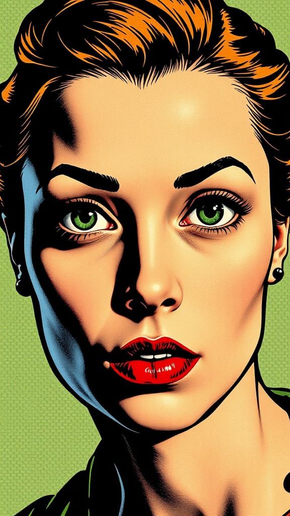 Woman in Graphic Pop Art Style with Ben-Day Dots