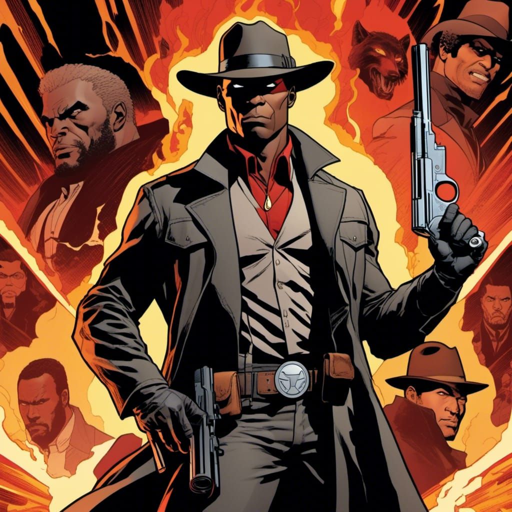 Menacing Comic Book Ranger with Fire Eyes