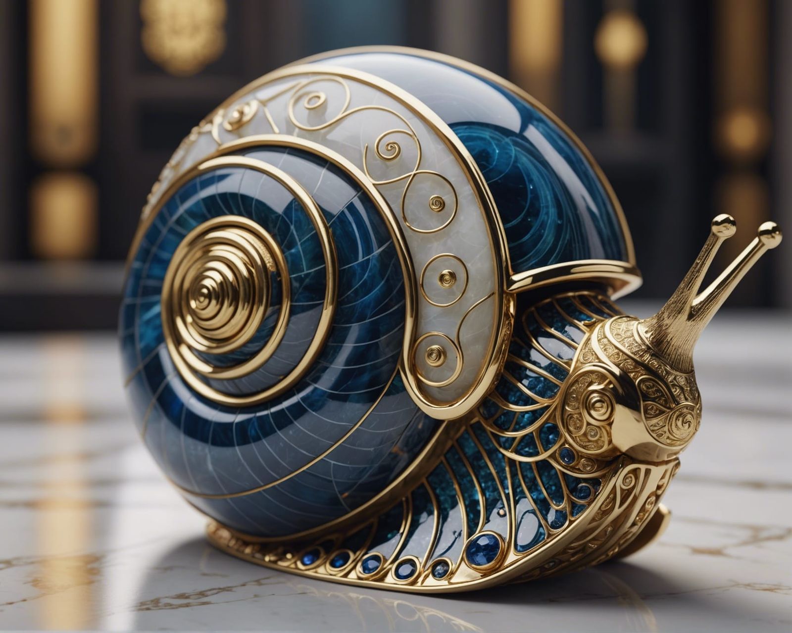 Translucent Marble Snail with Gold Details