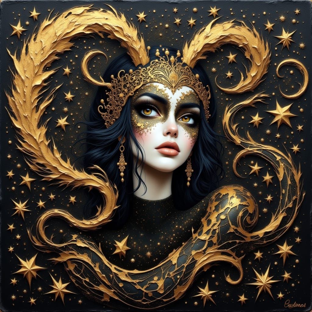 Elegant Goddess of Chaos in Velvet Nocturne Style