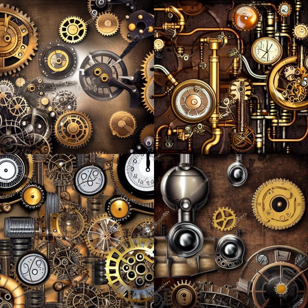 Steampunk Electrical Components Floating Over Engine