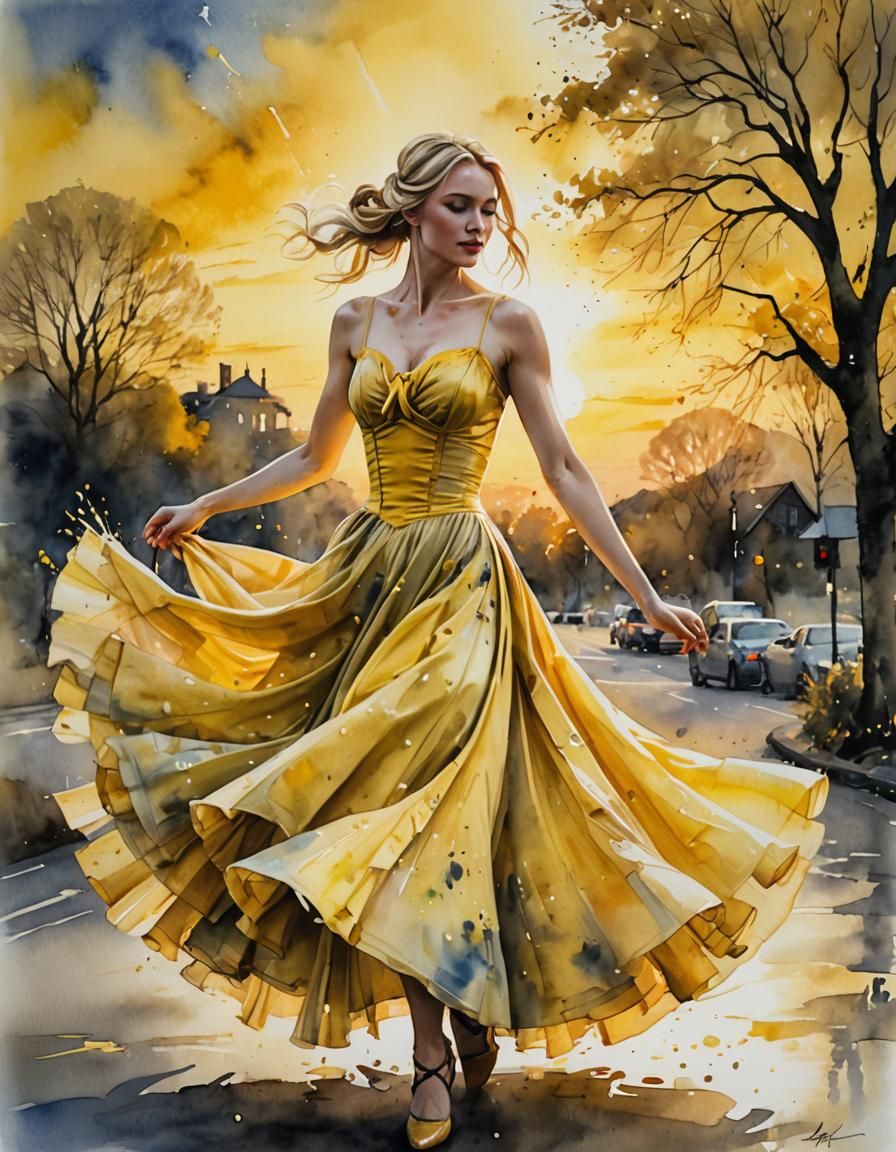 Sunrise Beauty in a Whimsical Watercolour Style