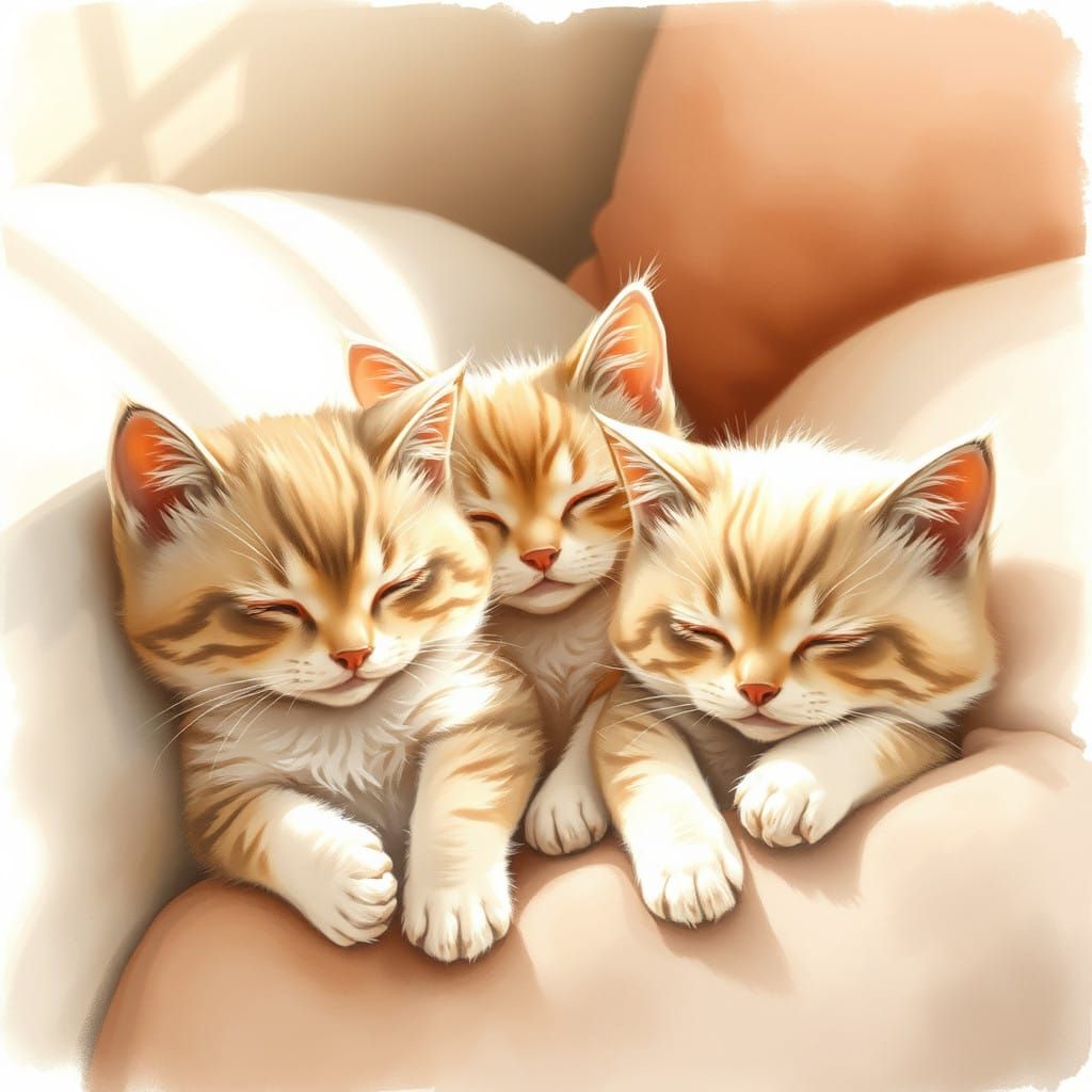 Cats in a Cozy Watercolor Scene