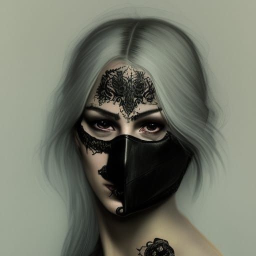 Woman with Lace Mask in Dark Fantasy Style