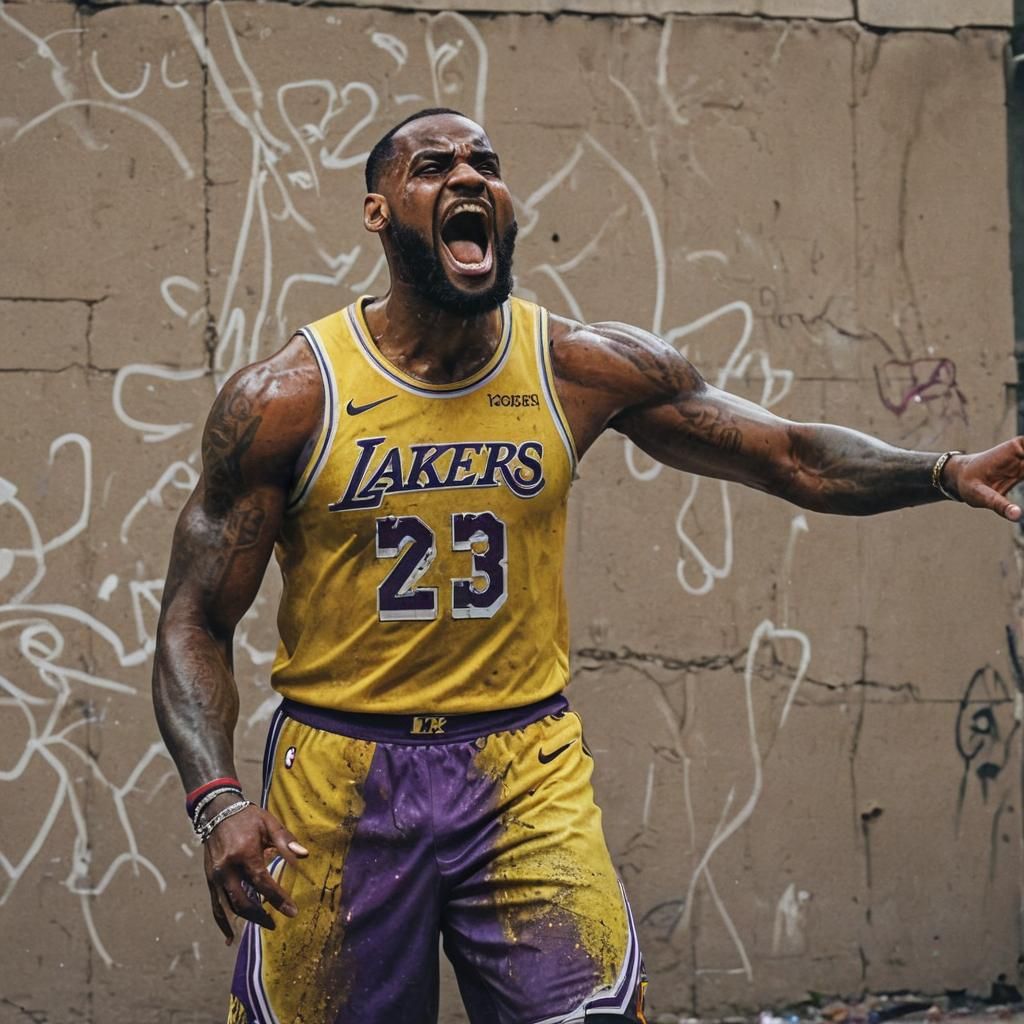 LeBron James Flexing: Graffiti Art Style
