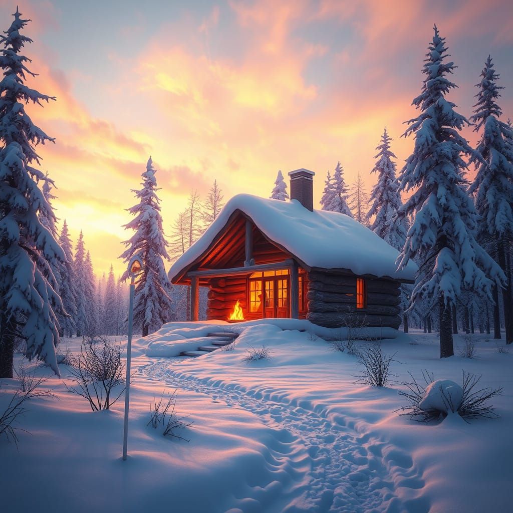 Surreal Winter Refuge Emits Hope in Frozen Landscape