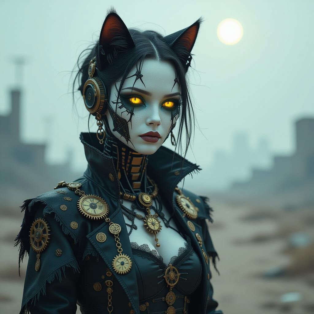 Goth Cyborg in Wasteland: Ethereal Shock Art