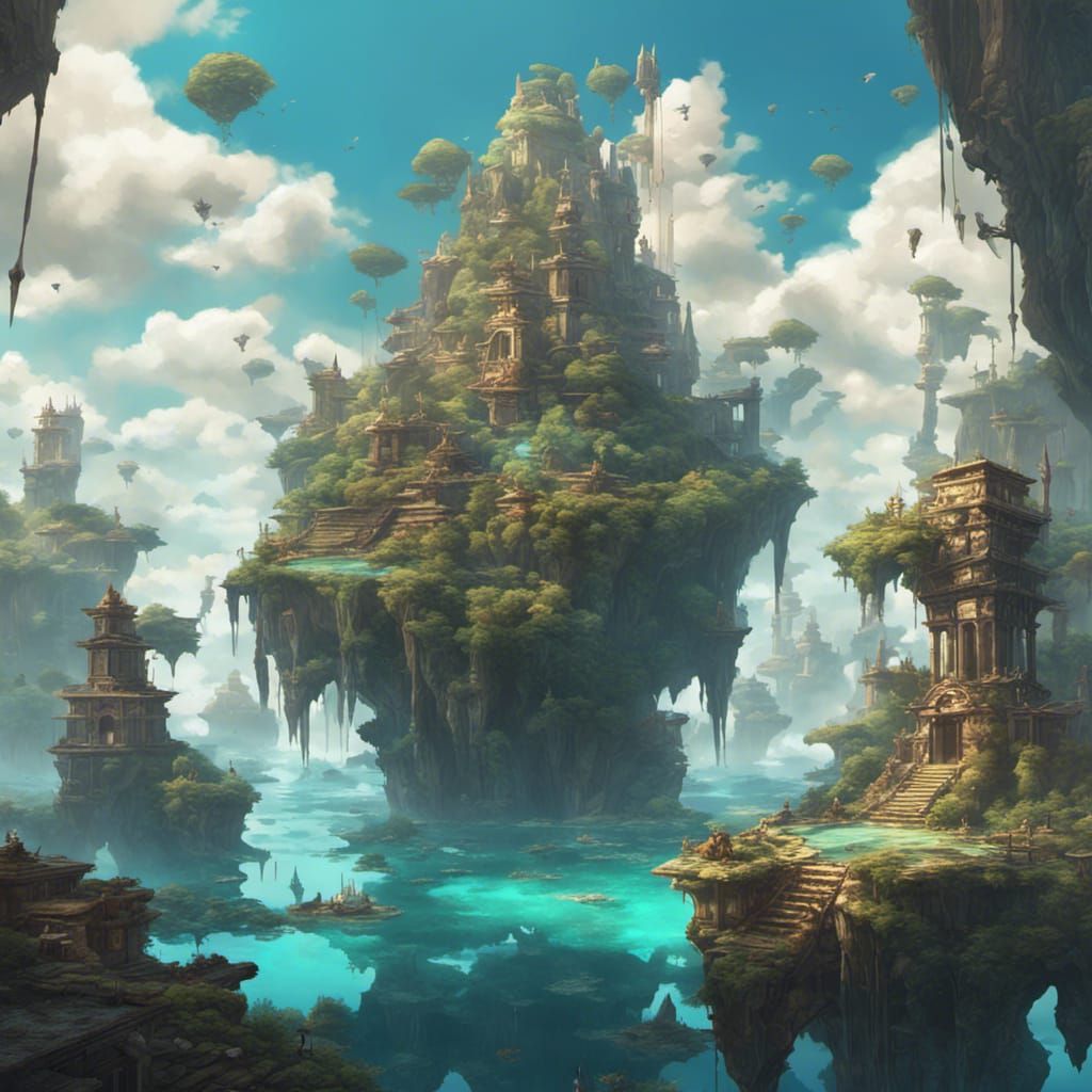 floating islands and ancient ruins