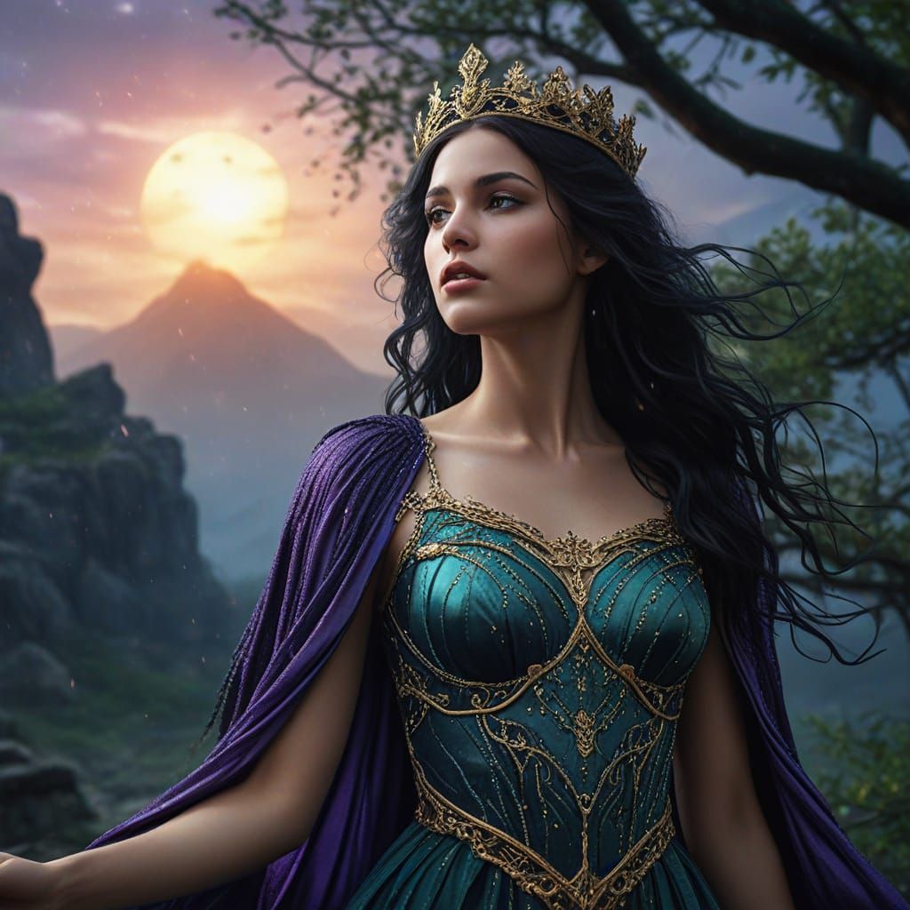 Goddess in Dystopian Ruin, Cyberpunk Fantasy Portrait