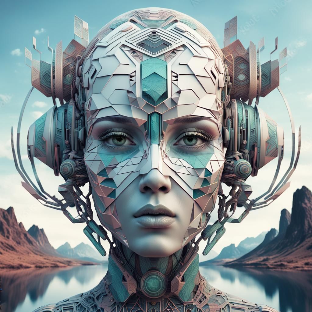 Futuristic Female Creature in Surreal Landscape