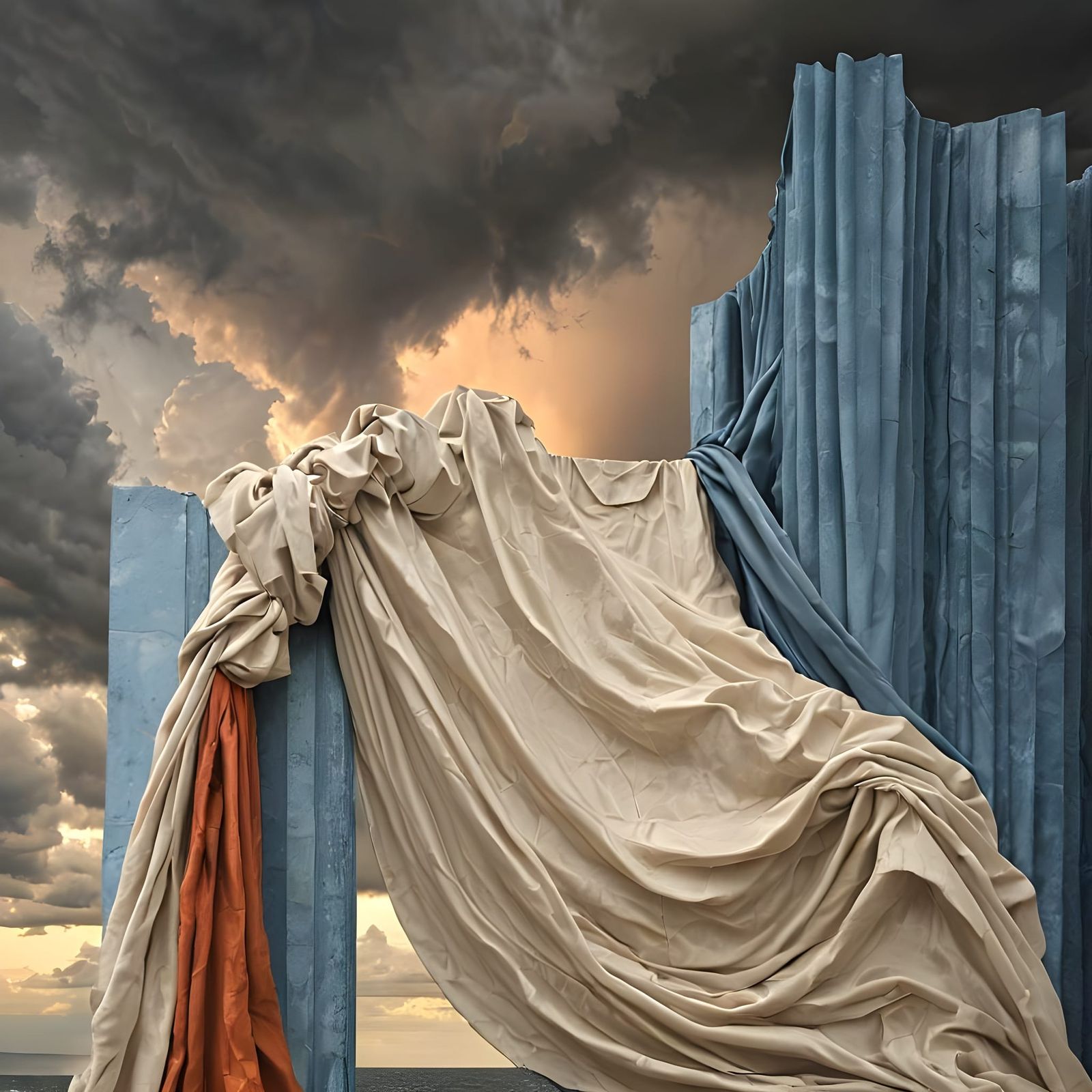 Surreal Storm Seascapes with Draped Gates