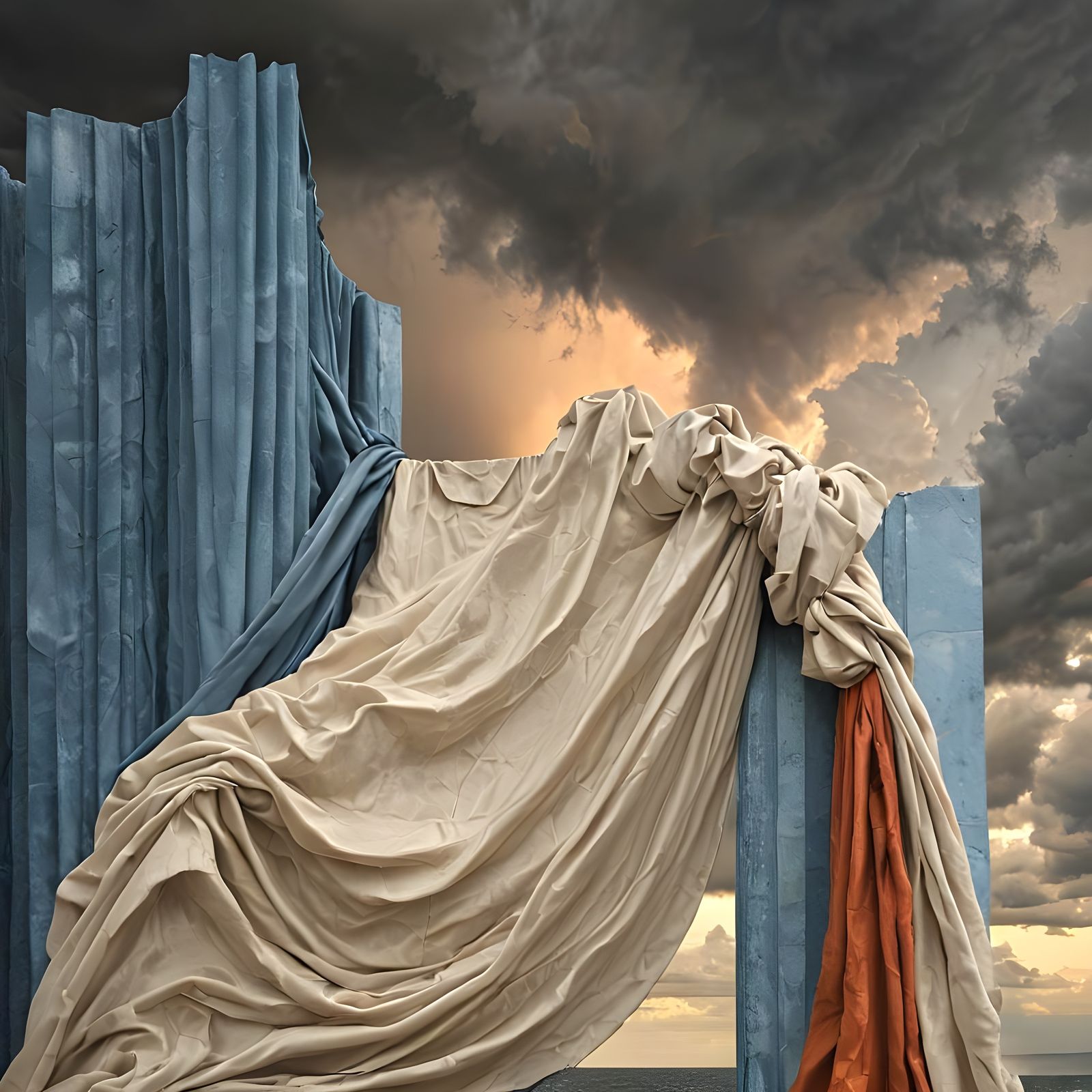 Surreal Storm Seascapes with Draped Gates