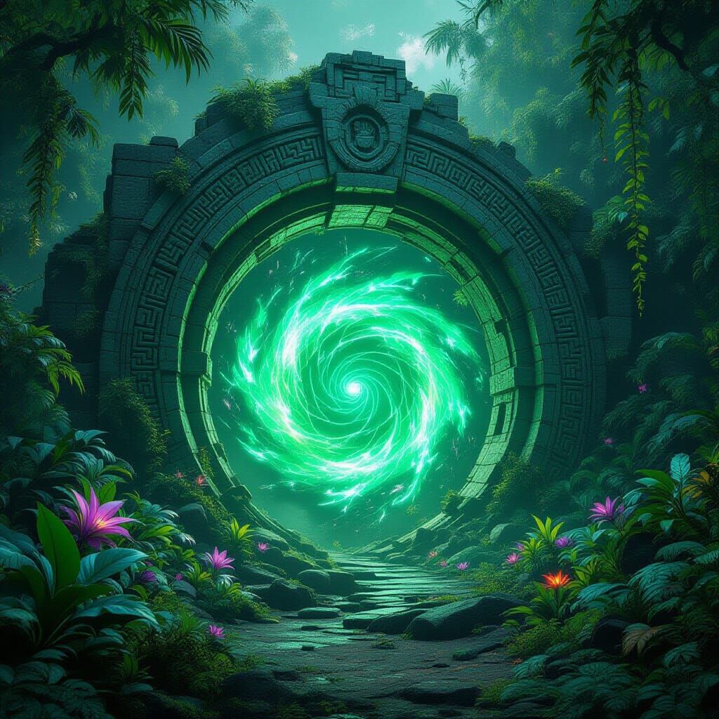 Bioluminescent Jungle Archway Concept Art