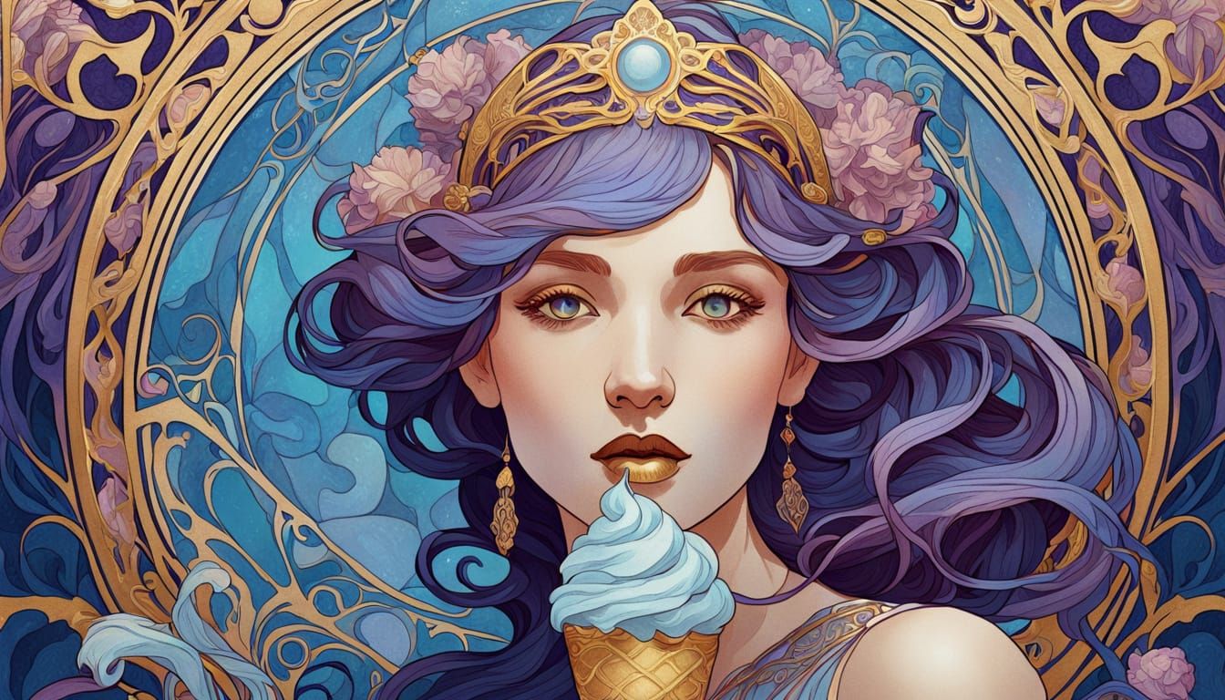 Art Nouveau Ice Cream Goddess Portrait