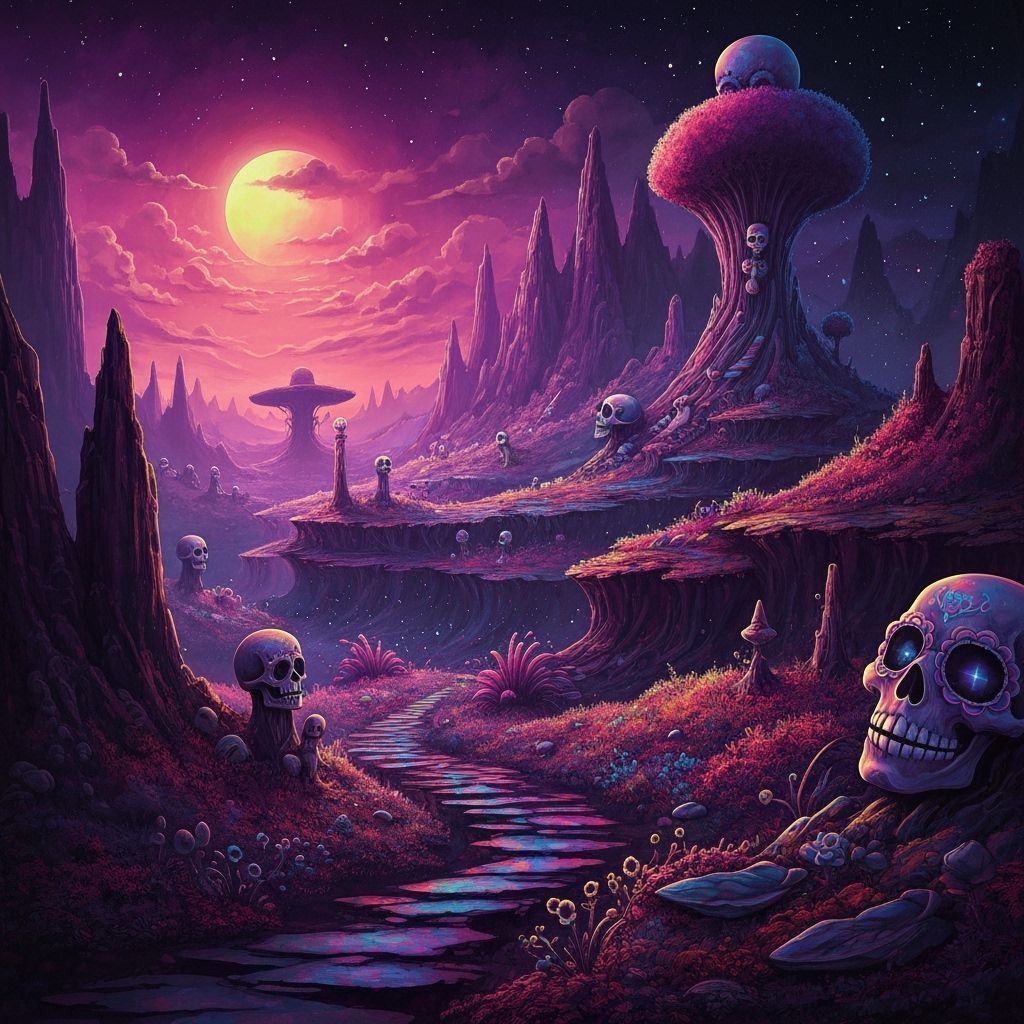 Mystical Dia de los Muertos Landscape Matte Painting