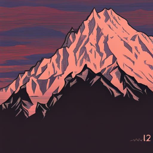 K2 Mountain in Art Deco Film Noir Style