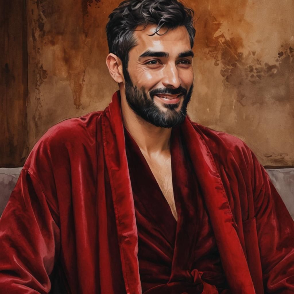 Handsome Man in Velvet Robe, Alcohol Ink Style