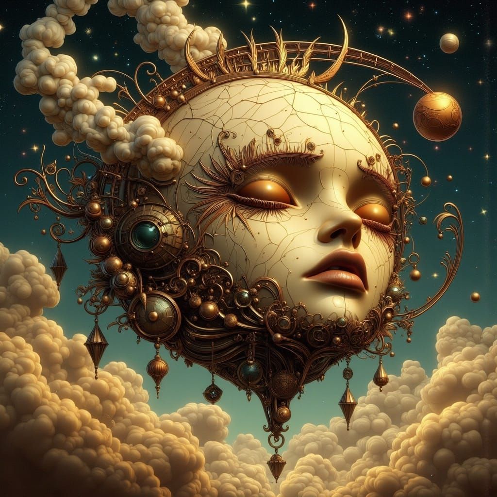 Vintage Futuristic Scene in Art Nouveau Punk Style