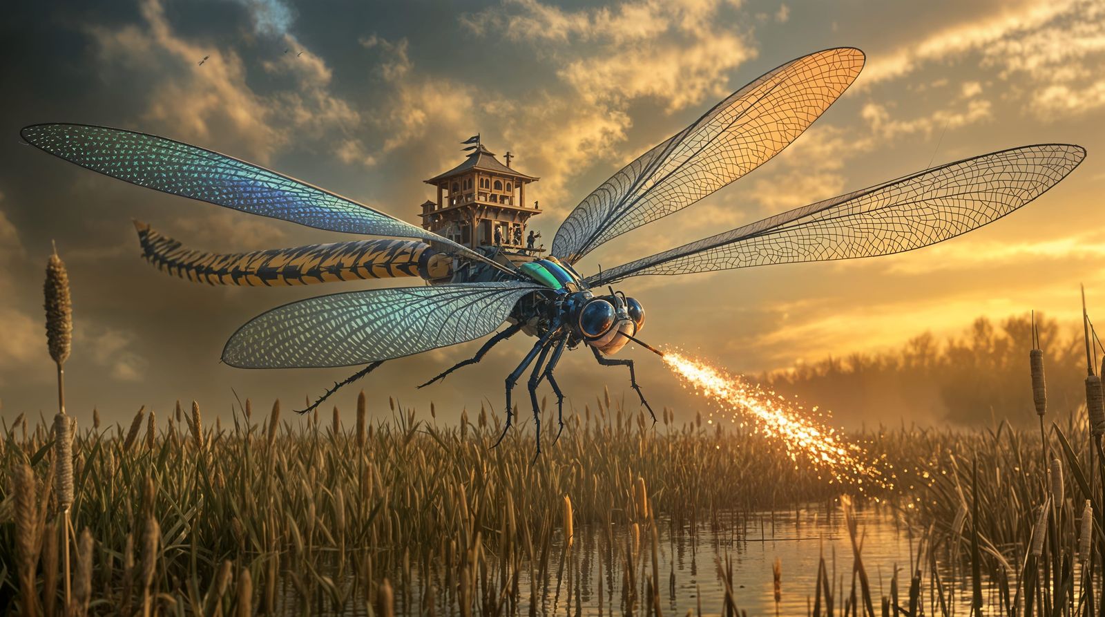 Flying Dragonfly Fortress Under Siege