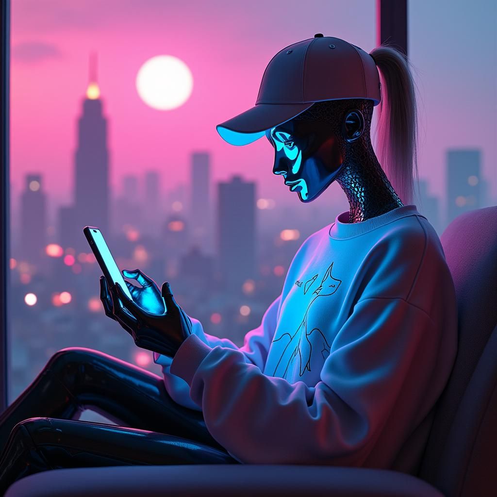 Faceless Mannequin in Dystopian Cityscape: Matte Painting