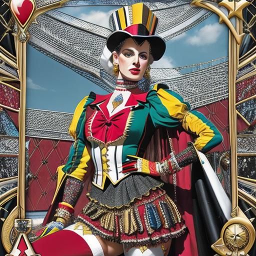 Harlequin Portrait in Rider-Waite Tarot Style