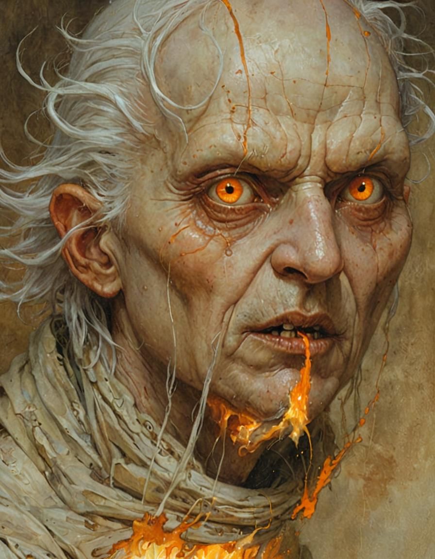 Eerie Bald Entity in Surreal Fantasy Illustration