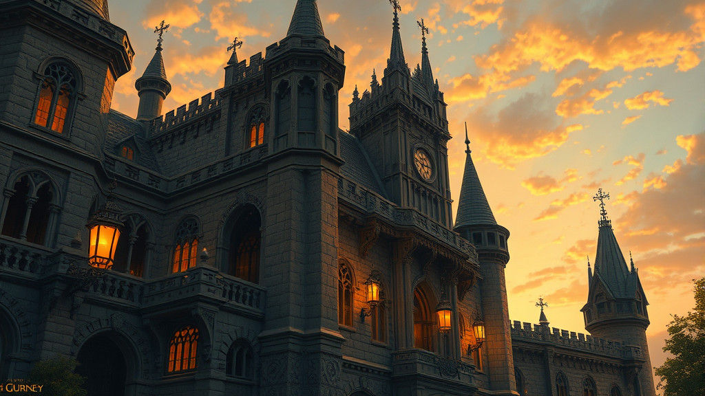 Medieval Stone Structure at Golden Hour