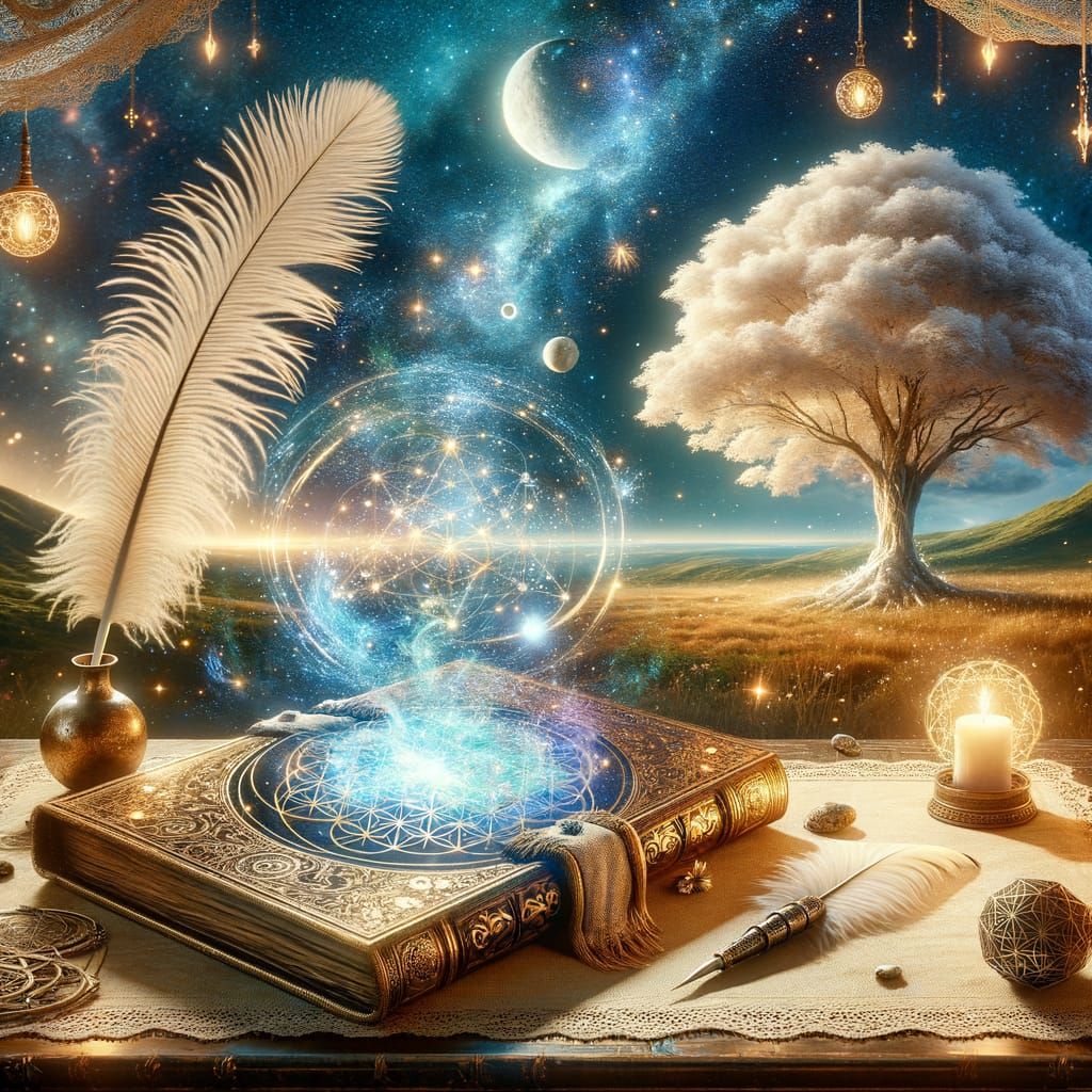 Celestial Tree of Life with Magic Book