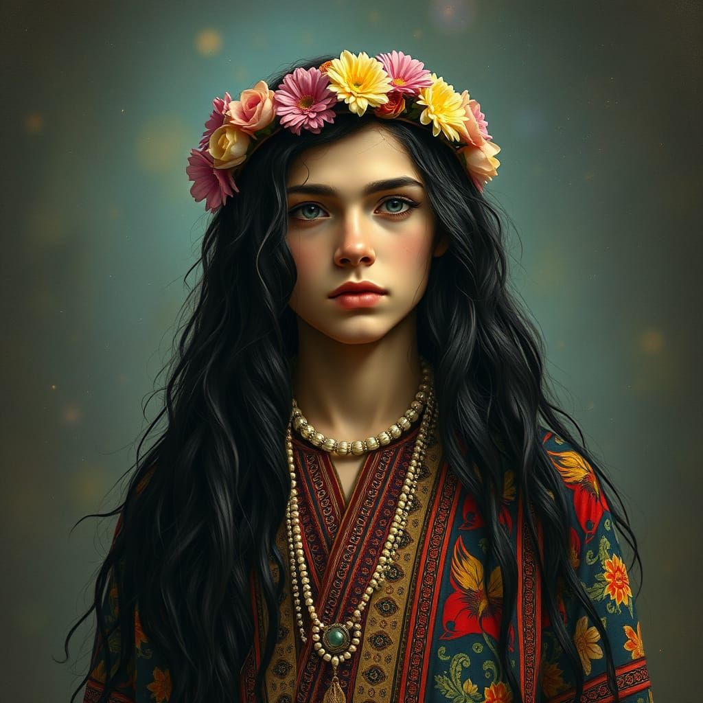 Mystical Teenage King in Psychedelic Kaftan