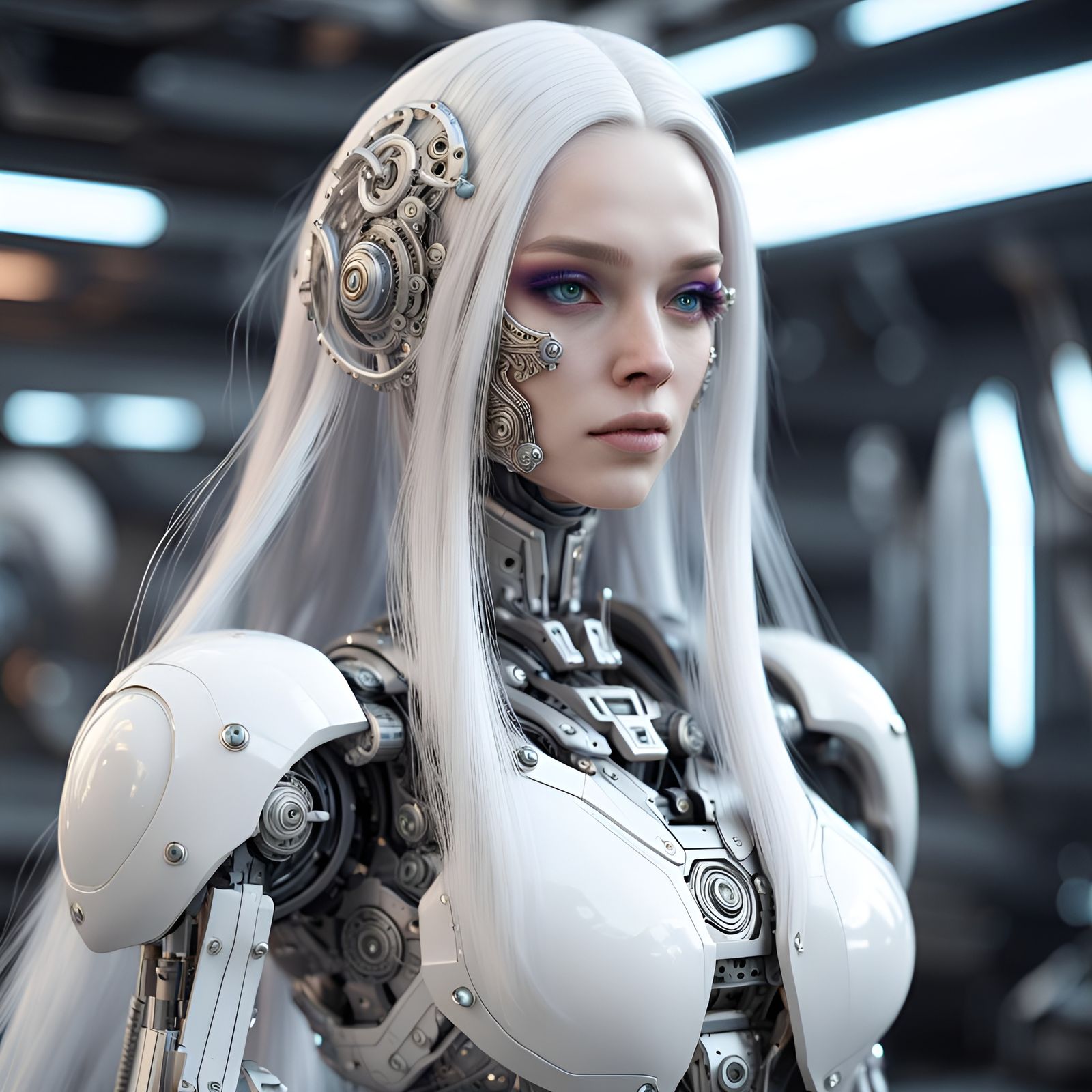 Futuristic Android Woman with Intricate Details