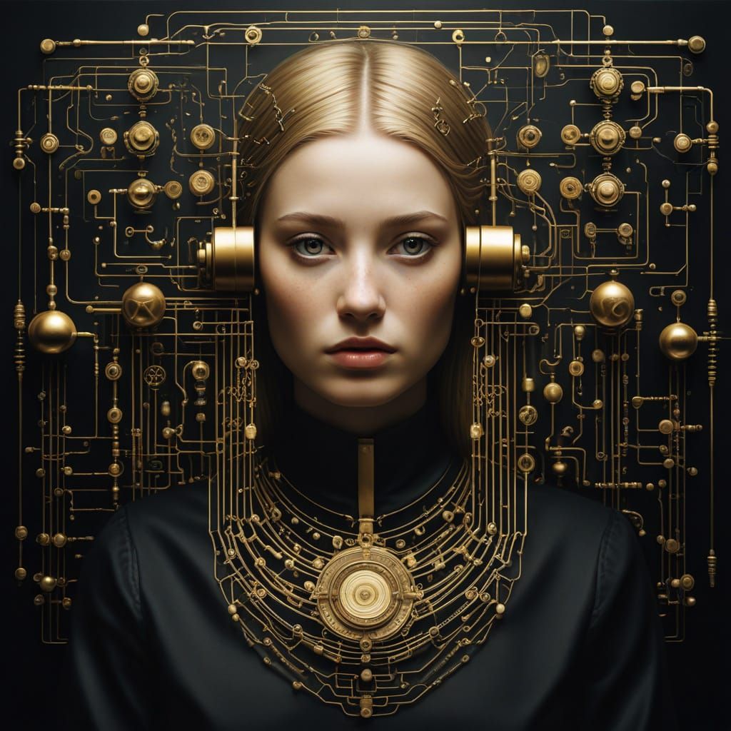 Surreal Golden Portrait in Dark Manipulative Style