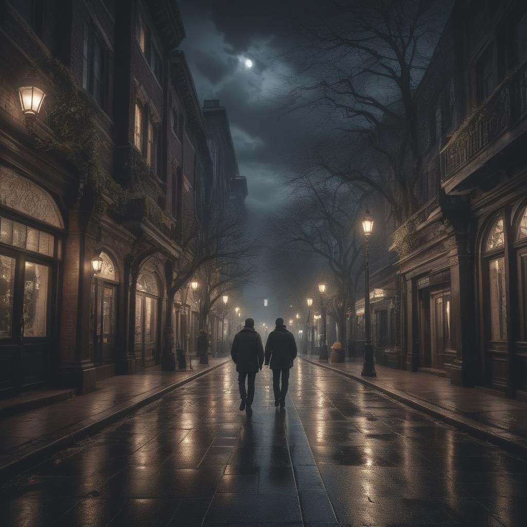 Hyperrealistic Midnight Wanderer in Cinematic HDR