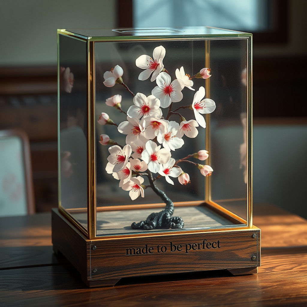 Cherry Blossoms in Glass Box: Matte Painting