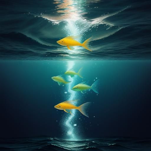 Vibrant Japanese Fish Swim in Bioluminescent Harmony