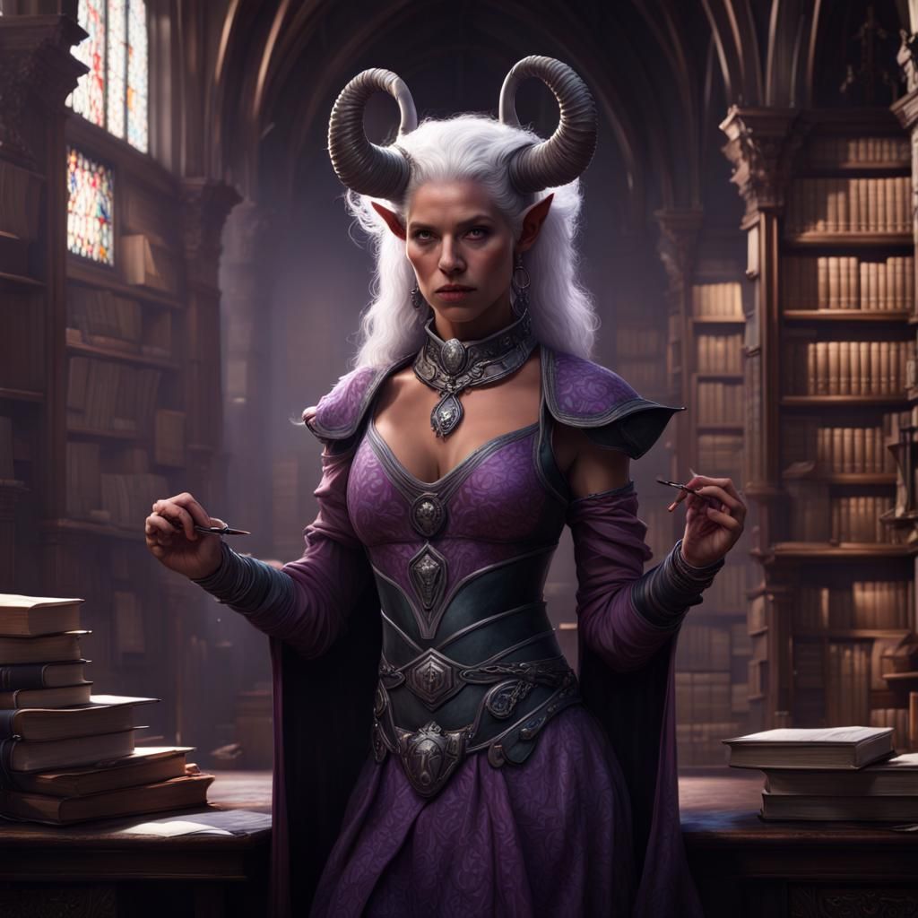 Tiefling Mage Portrait in Epic D&D Style