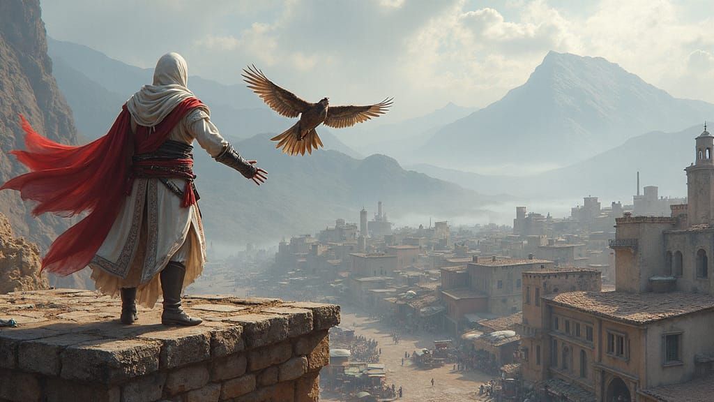 Assassin's Creed Concept Art: Falcon and Medieval Village