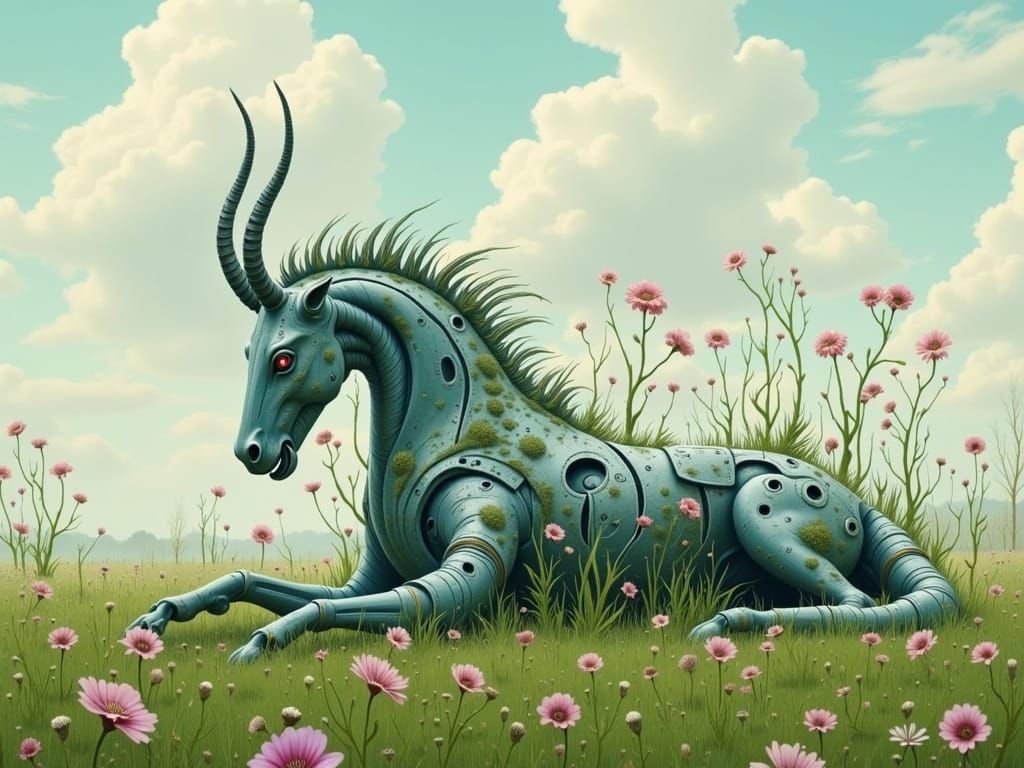 Cybernetic Centaur in an Alien Landscape