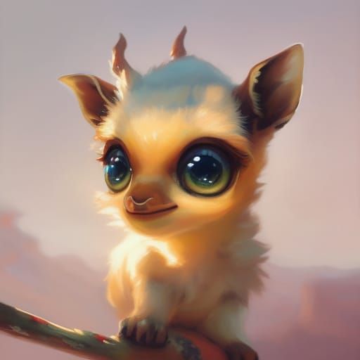 Adorable Chibi Giraffe: Digital Oil Painting