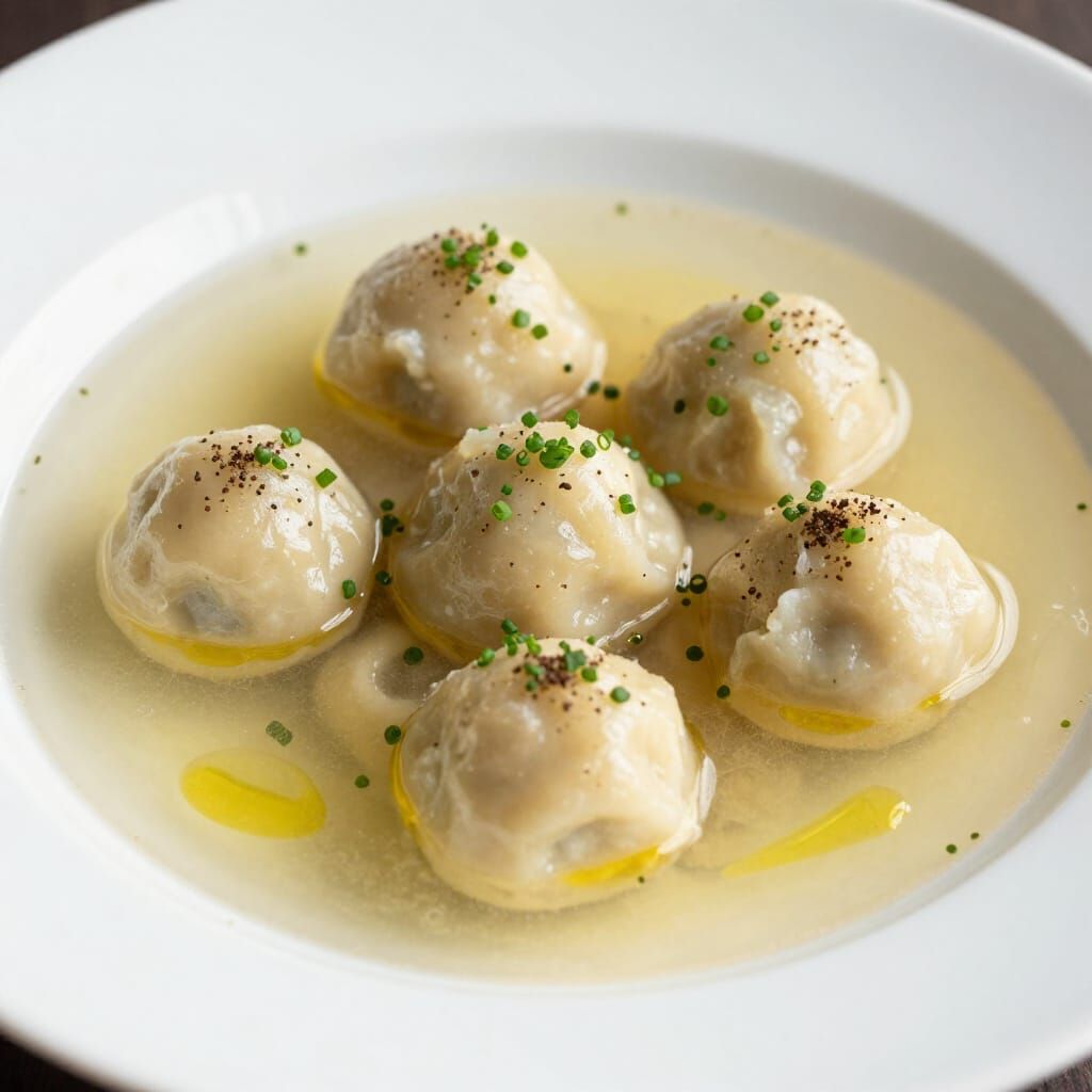 Gourmet Canederli in Brodo with Truffle Oil