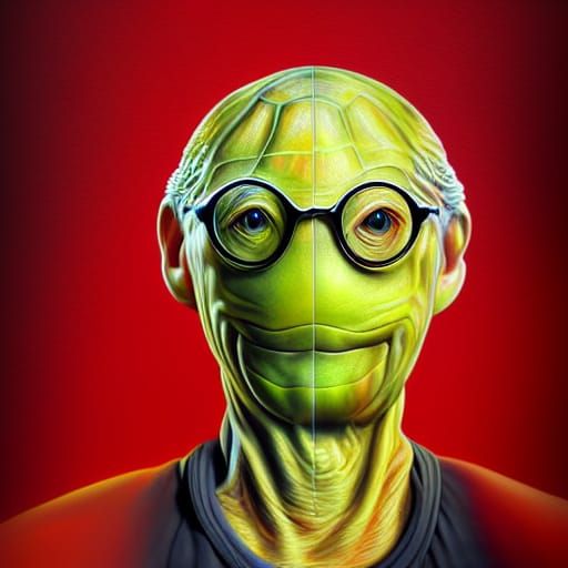 Biopunk Turtle Portrait: Hyperrealistic Digital Illustration