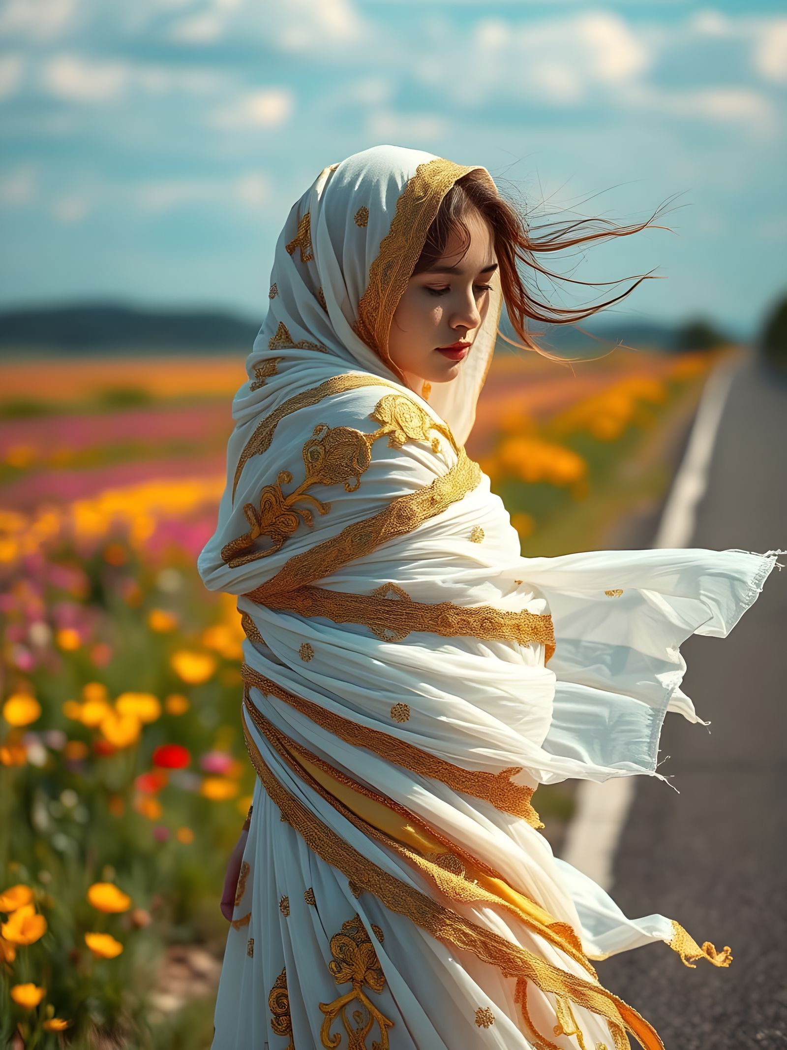 Traveling with the wind.