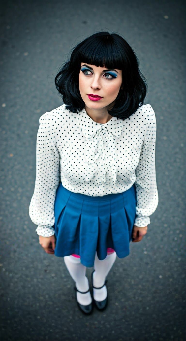 Retro German Woman Streetside Moment in Vintage 1970s Style