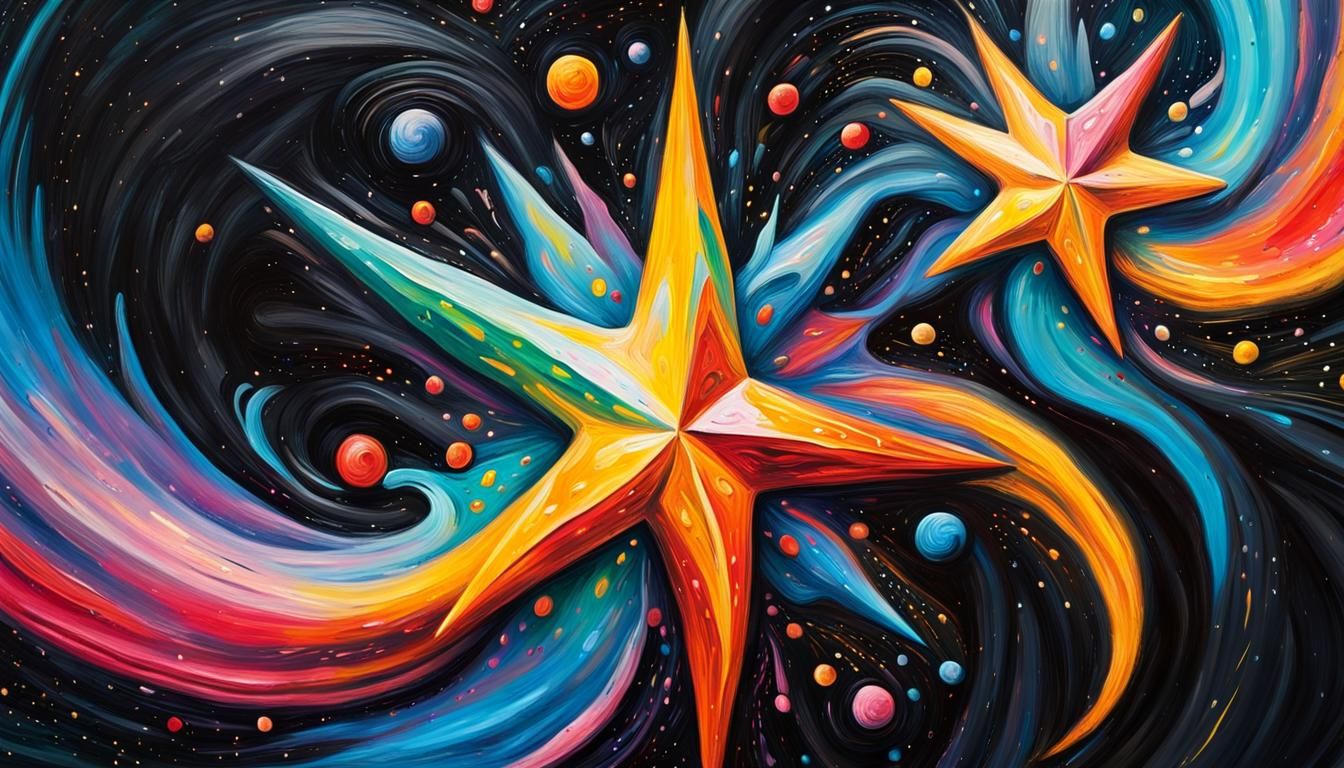 Vivid Celestial Star Cluster in Impasto Style