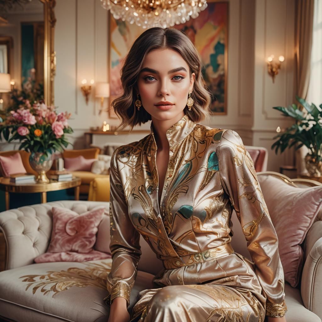 Luxurious Influencer Portrait in Elegant, High Fashion Style